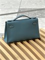 HERMES клатч POCHETTE 22 см голубая кожа свифт серебро СК-01297