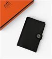 HERMES обложка на паспорт черная кожа с кнопкой ОП-00942