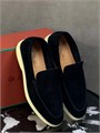 LORO PIANA лоферы низкие замша черные с белой подошвой ОК-2450