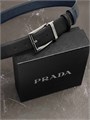 PRADA ремень брючный кожа эпсом двухсторонний черно-синий пряжка серебро РМ-1182