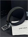 PRADA ремень брючный кожа эпсом двухсторонний черно-синий пряжка серебро РМ-1182