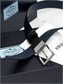 PRADA ремень брючный кожа эпсом двухсторонний черно-синий пряжка серебро РМ-1182