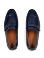 SANTONI лоферы гладкая лаковая кожа синего цвета с декоративной пряжкой ОК-01226