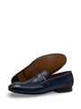 SANTONI лоферы гладкая лаковая кожа синего цвета с декоративной пряжкой ОК-01226