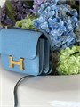 HERMES сумка Constance 18 см кожа крокодила голубая золото СК-00443