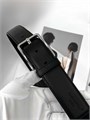 LV ремень брючный черный гладкая кожа серебро РМ-00626