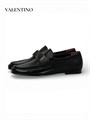 VALENTINO лоферы черная кожа с логотипом ОК-01087