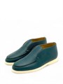 LORO PIANA лоферы высокие кожа зеленые на белой подошве ОК-2085