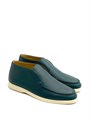 LORO PIANA лоферы высокие кожа зеленые на белой подошве ОК-2085