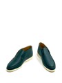 LORO PIANA лоферы высокие кожа зеленые на белой подошве ОК-2085