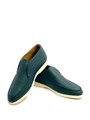 LORO PIANA лоферы высокие кожа зеленые на белой подошве ОК-2085
