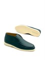LORO PIANA лоферы высокие кожа зеленые на белой подошве ОК-2085