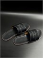HERMES шлепанцы черные белая строчка кожаная подошва ОЛ-0060