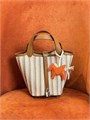 HERMES Picotin 18 см сумка текстиль коричневая кожа серебро СК-00515