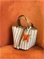HERMES Picotin 18 см сумка текстиль коричневая кожа серебро СК-00515