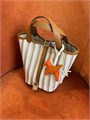 HERMES Picotin 18 см сумка текстиль коричневая кожа серебро СК-00515