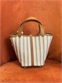 HERMES Picotin 18 см сумка текстиль коричневая кожа серебро СК-00515