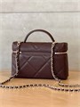 CHANEL сумка Vanity бордовая с ручкой кожа икра крупная клетка золото СК-01256