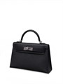 HERMES сумка mini Kelly 19 см кожа Эпсом черная серебро СК-01041