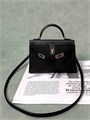 HERMES сумка mini Kelly 19 см кожа Эпсом черная серебро СК-01041