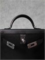 HERMES сумка mini Kelly 19 см кожа Эпсом черная серебро СК-01041