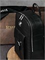 SR рюкзак из крокодила карман с пряжкой спереди черный с новой ручкой РК-0085