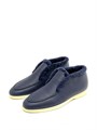 LORO PIANA лоферы высокие с мехом наружу на белой подошве синяя кожа ОК-2596