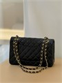 CHANEL сумка 2.55 гладкая кожа в клетку 25 см черная золото СК-9799