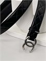 CHANEL ремень 35 мм гладкая кожа прошитый черный серебро РМ-00833