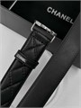 CHANEL ремень 35 мм гладкая кожа прошитый черный серебро РМ-00833
