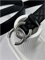 CHANEL ремень 35 мм гладкая кожа прошитый черный серебро РМ-00833