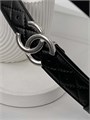 CHANEL ремень 35 мм гладкая кожа прошитый черный серебро РМ-00833