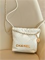 CHANEL Сумка 22 mini в клетку гладкая кожа молочная СК-01359