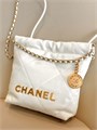CHANEL Сумка 22 mini в клетку гладкая кожа молочная СК-01359