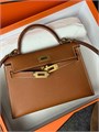 HERMES сумка Mini Kelly кожа Эпсом 19 см кэмел золото СК-9488