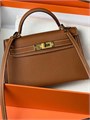 HERMES сумка Mini Kelly кожа Эпсом 19 см кэмел золото СК-9488