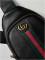 GUCCI слинг из черной кожитого зелено-красная полоска по центру фурнитура золото СЛ-1553