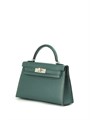 HERMES сумка Mini Kelly кожа Шевре 19 см зеленая серебро СК-00414