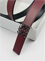 LOEWE ремень двусторонний 25 мм черно-бордовый сьемная пряжка серебро РМ-01552