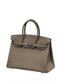 HERMES Birkin 30 см сумка кожа страуса бежевая серебро СК-00873