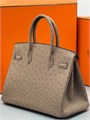 HERMES Birkin 30 см сумка кожа страуса бежевая серебро СК-00873