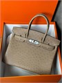 HERMES Birkin 30 см сумка кожа страуса бежевая серебро СК-00873