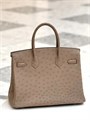 HERMES Birkin 30 см сумка кожа страуса бежевая серебро СК-00873
