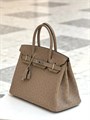 HERMES Birkin 30 см сумка кожа страуса бежевая серебро СК-00873