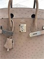HERMES Birkin 30 см сумка кожа страуса бежевая серебро СК-00873