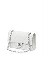 CHANEL сумка 2.55 кожа икра в клетку 25 см белая серебро СК-9149