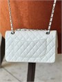 CHANEL сумка 2.55 кожа икра в клетку 25 см белая серебро СК-9149