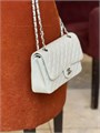 CHANEL сумка 2.55 кожа икра в клетку 25 см белая серебро СК-9149