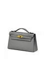 HERMES клатч POCHETTE 22 см серая кожа крокодила золото СК-00367