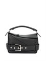 LOEWE сумка Puzzle гладкая черная кожа ремень по кругу СК-9909